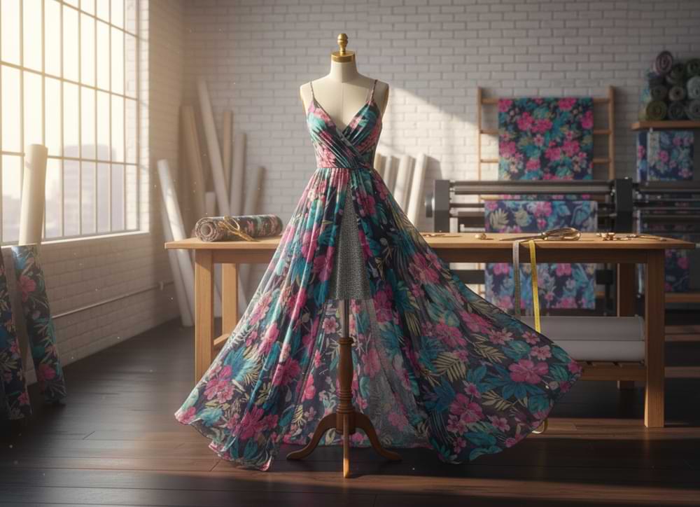 معرفی کامل پارچه کرپ حریر چاپی: زیبایی و کاربردهای آن در لباس شب