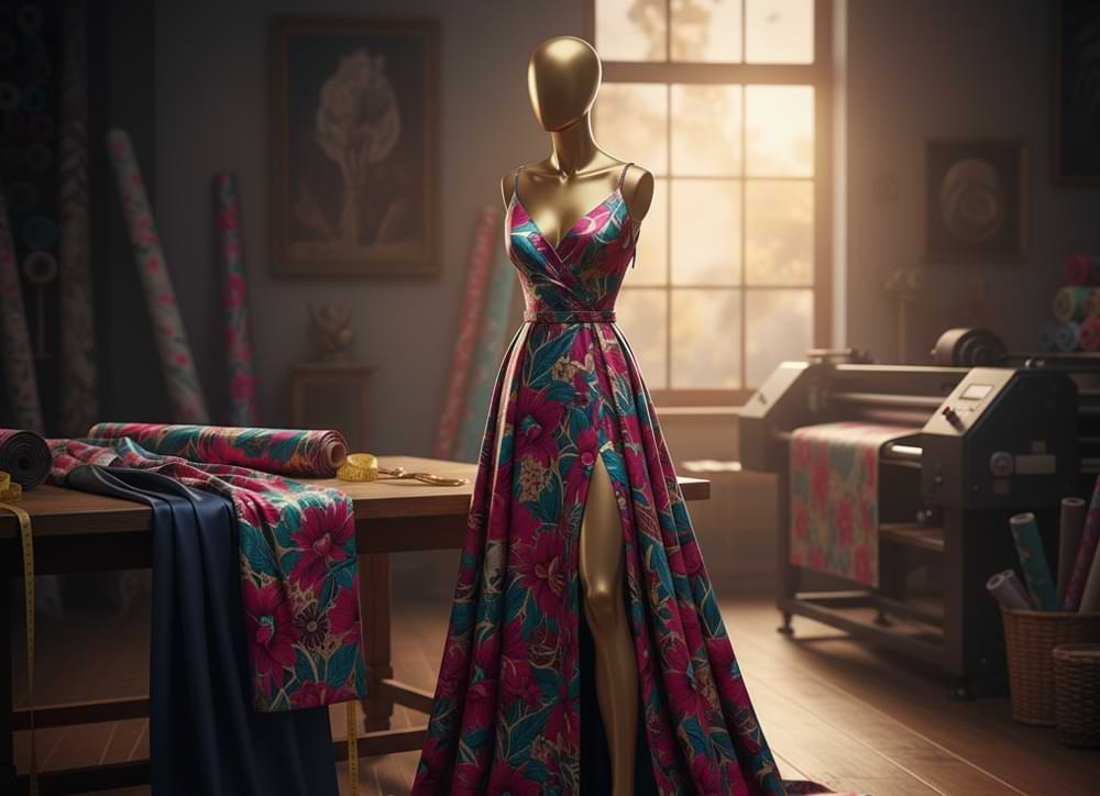 10 ایده لباس مجلسی با پارچه ساتن ال ایکس چاپی: درخشش خیره‌ کننده در هر مهمانی!