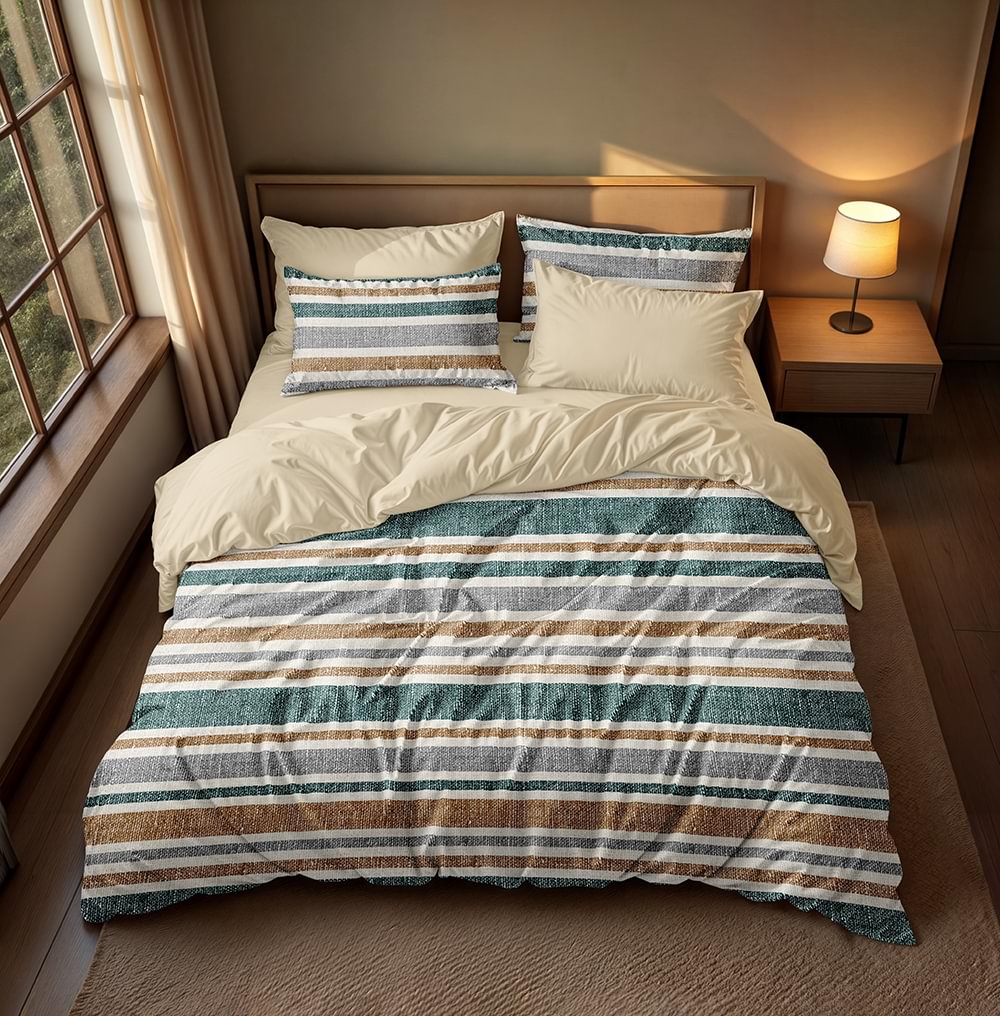 پارچه ملحفه میکرو طرح راه‌ راه ساحلی