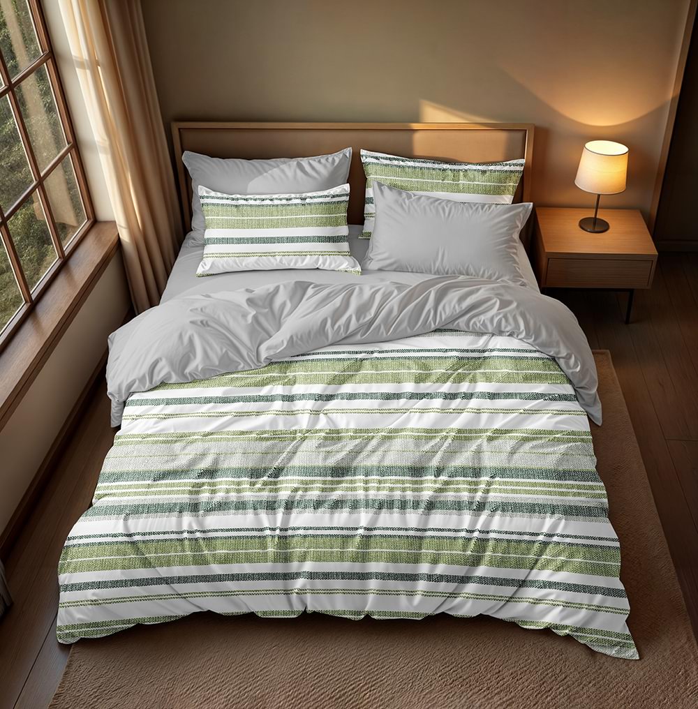 پارچه میکرو طرح راه راه سبز و سفید