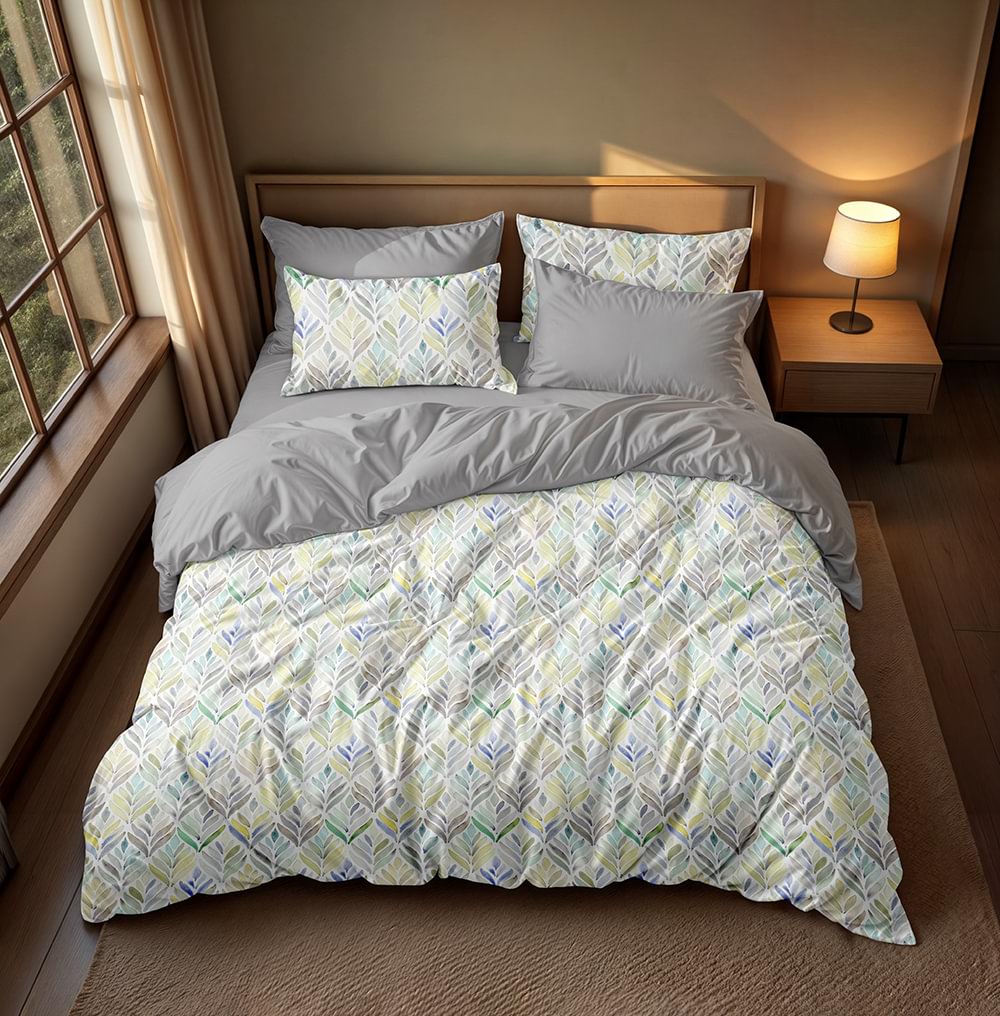 پارچه روتختی میکرو طرح برگ های آبرنگی