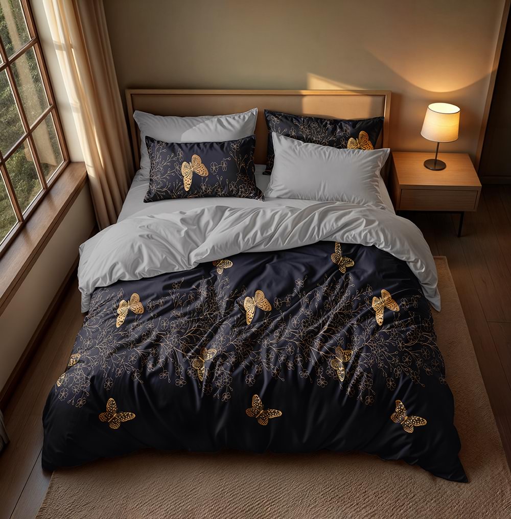 پارچه میکرو طرح پروانه طلایی